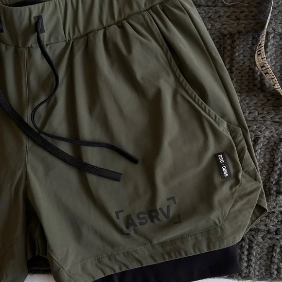 ASRV Men's Dark Green Athletic Shorts - Picture 3 of 9